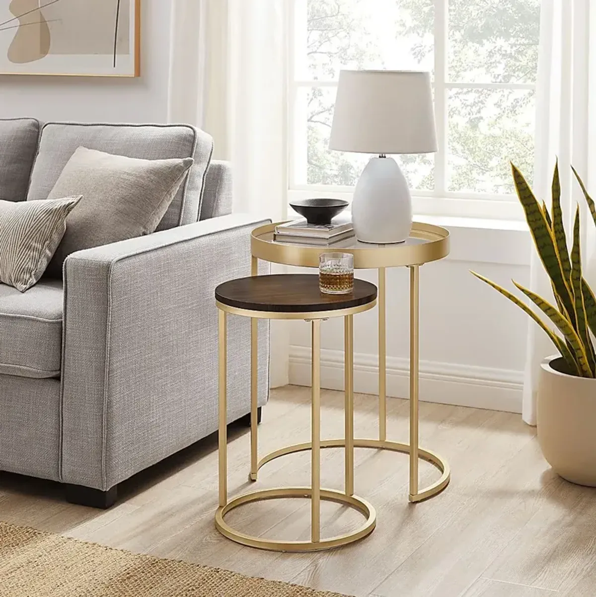 Palmyer Gold Nesting Table, Set of 2