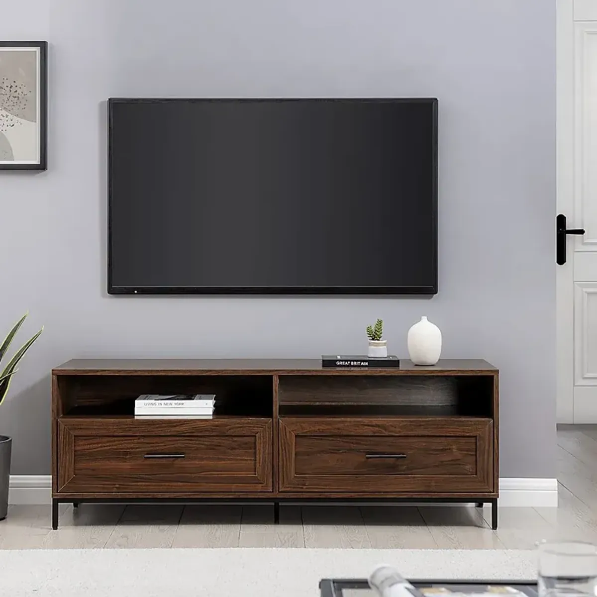 Ivellan Brown 2 Drawer TV Console