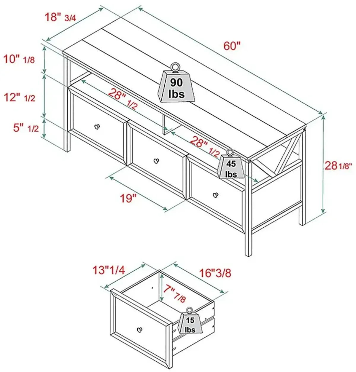 Plumpoint Black 60 in. Console