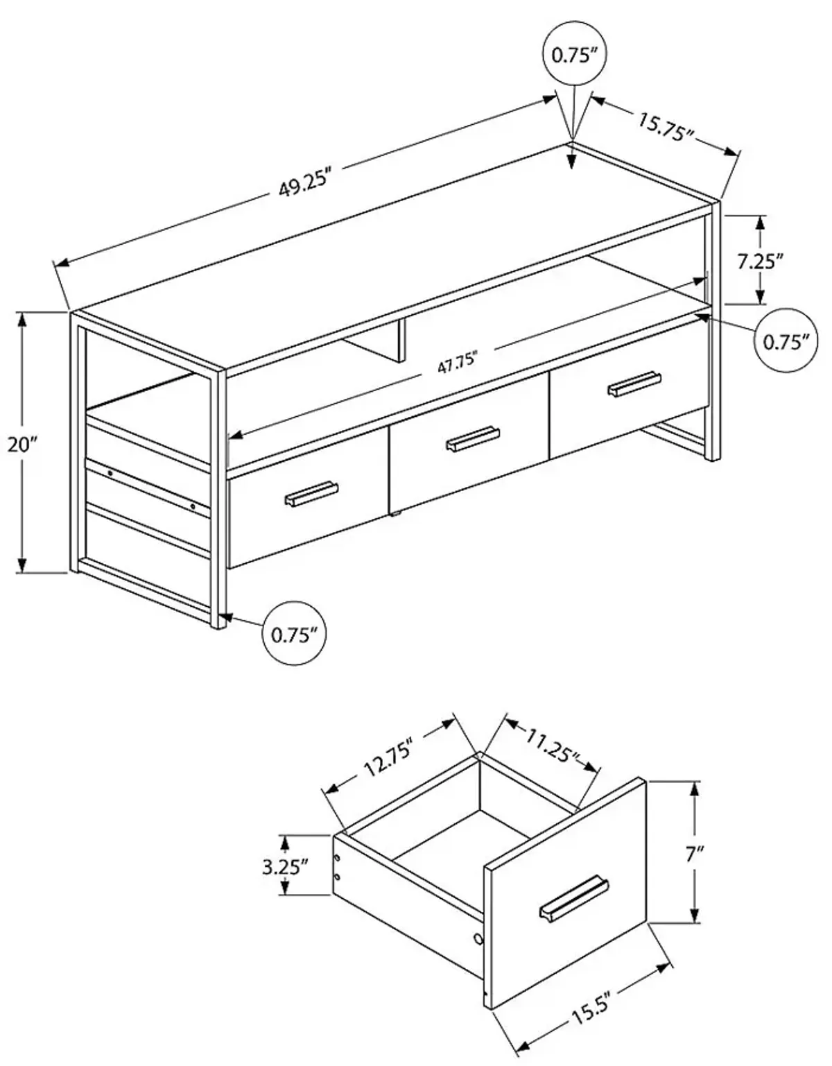 Twilley Taupe 49 in. Console