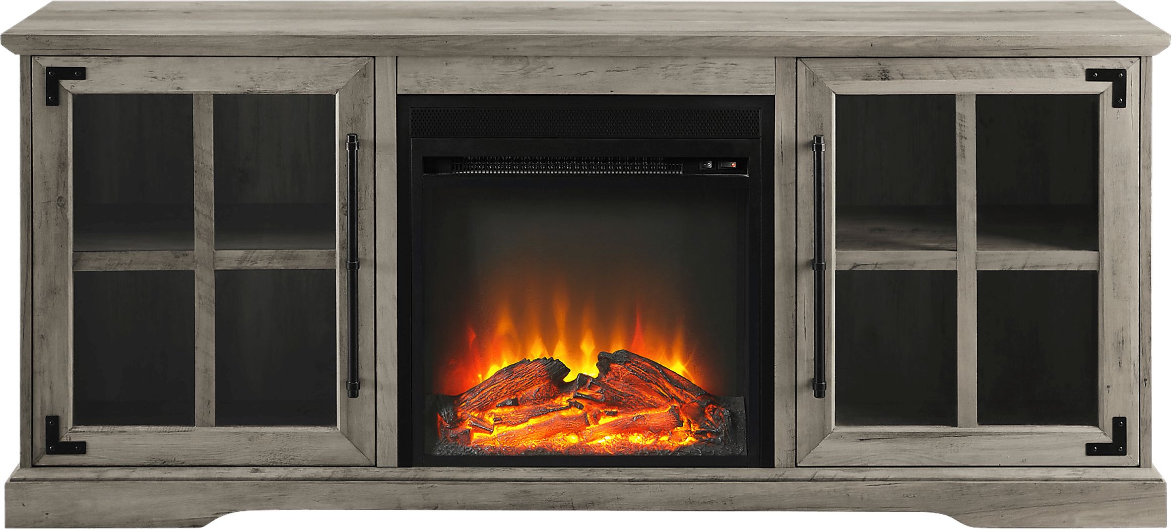 Clayshire Gray 60 in. Console, With Electric Fireplace