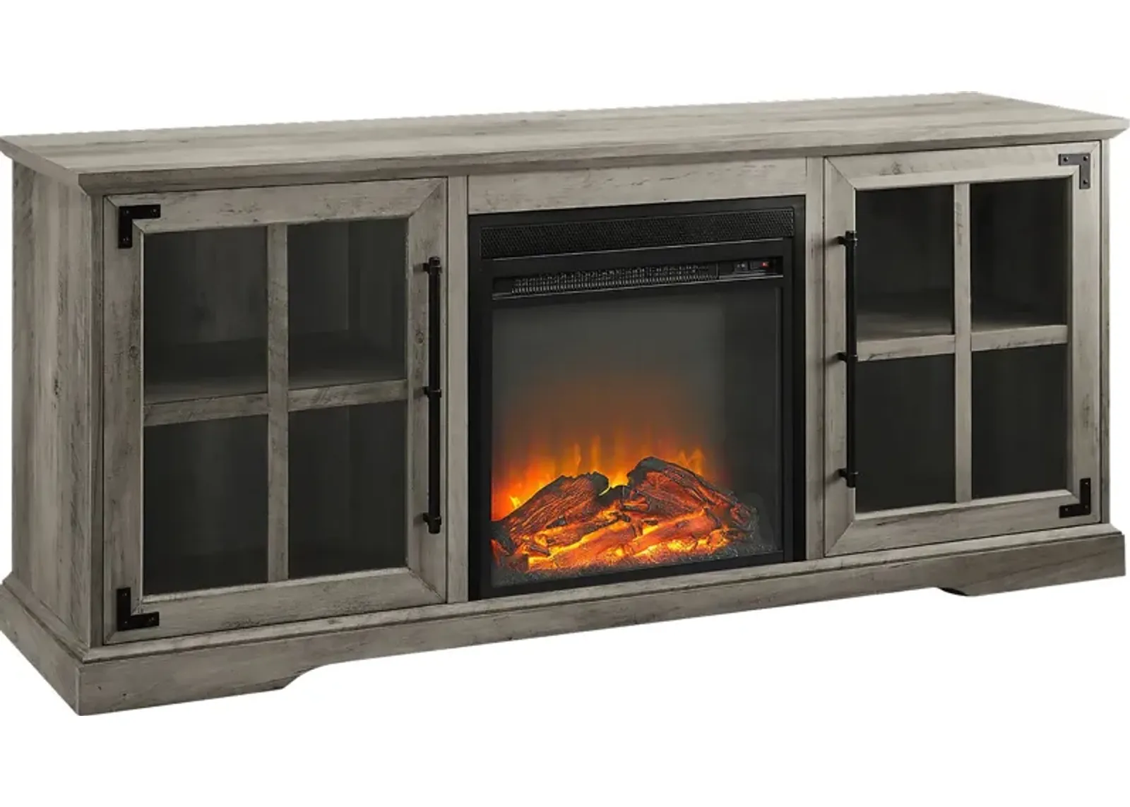 Clayshire Gray 60 in. Console, With Electric Fireplace