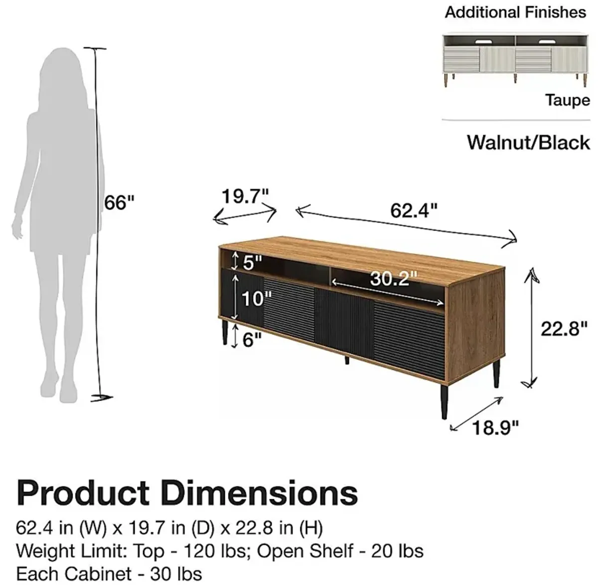 Canser Walnut 62 in. Console