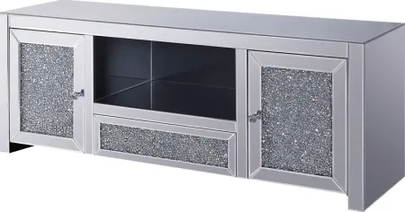 Bartview Silver 59 in. Console, With Electric Fireplace