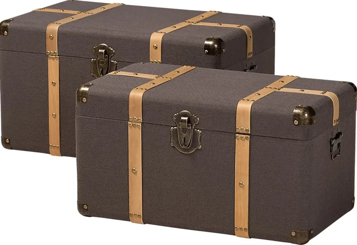 Hartke Brown Trunk, Set of 2
