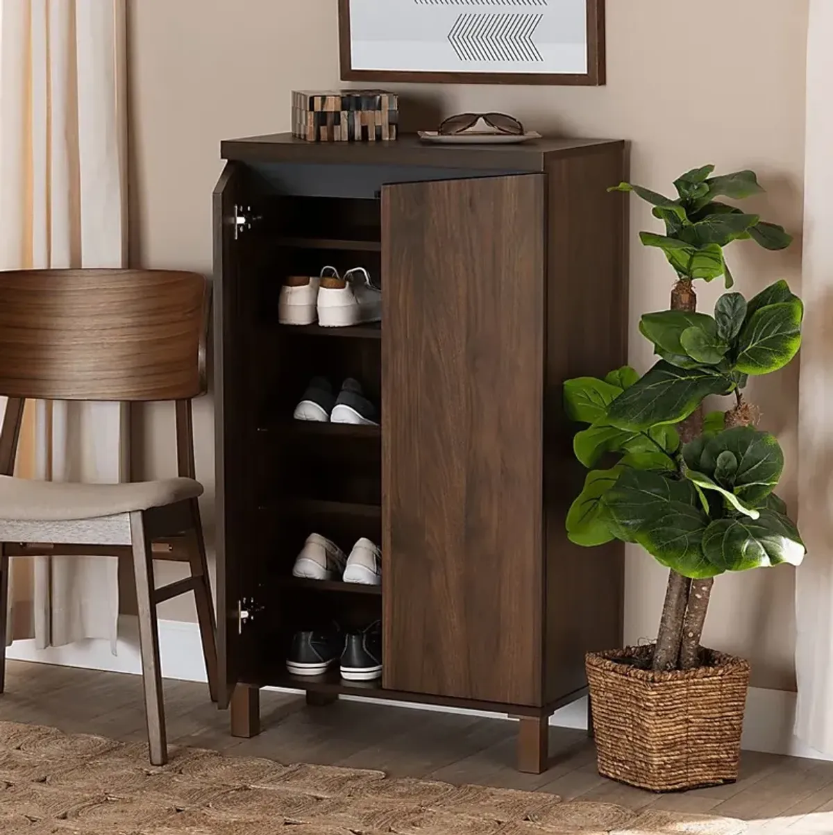 Lilligard Brown Shoe Storage Cabinet