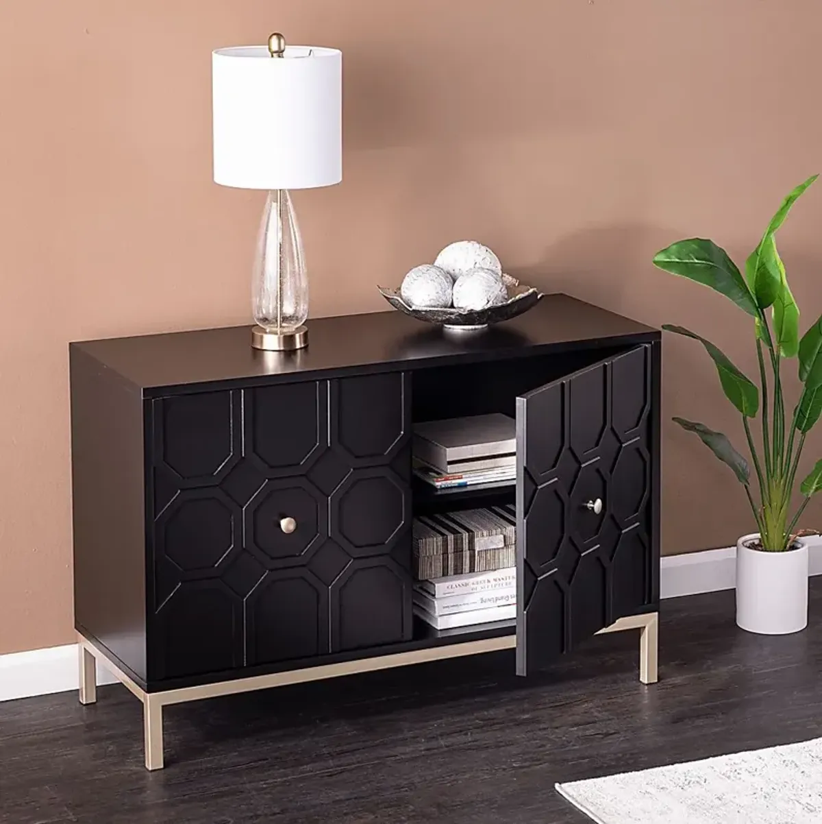 Hergot Black Accent Cabinet