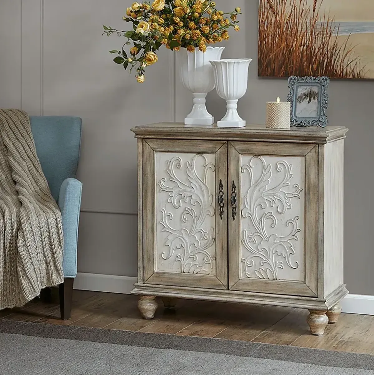 Hazzen White Accent Cabinet