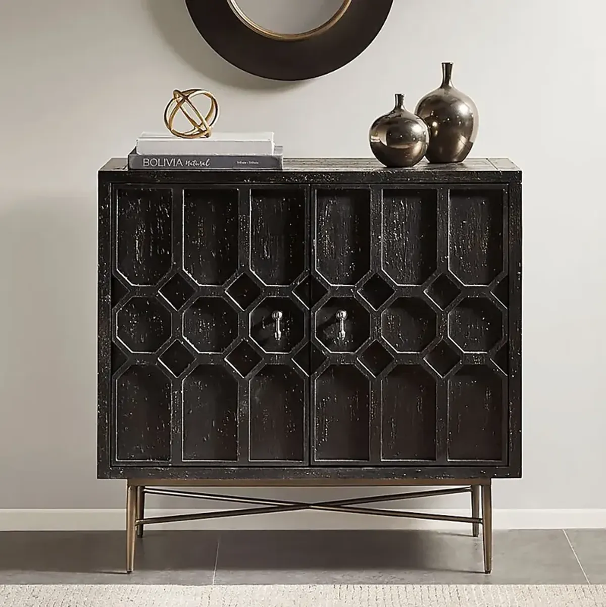 Veazey Black Accent Cabinet