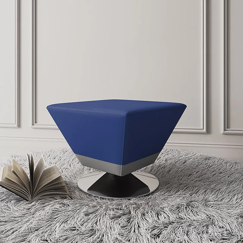 Buecker Blue Swivel Ottoman