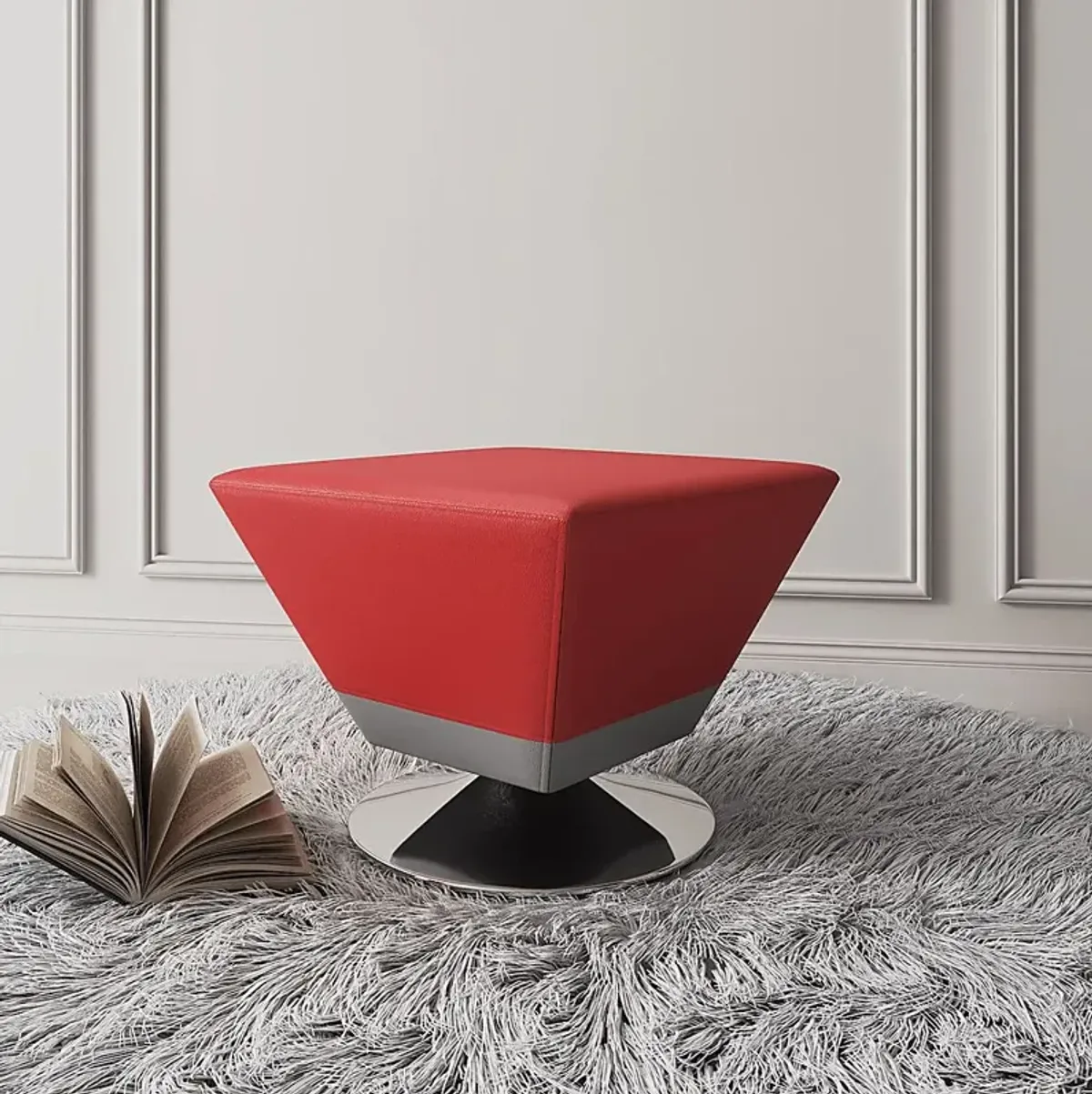 Buecker Red Swivel Ottoman