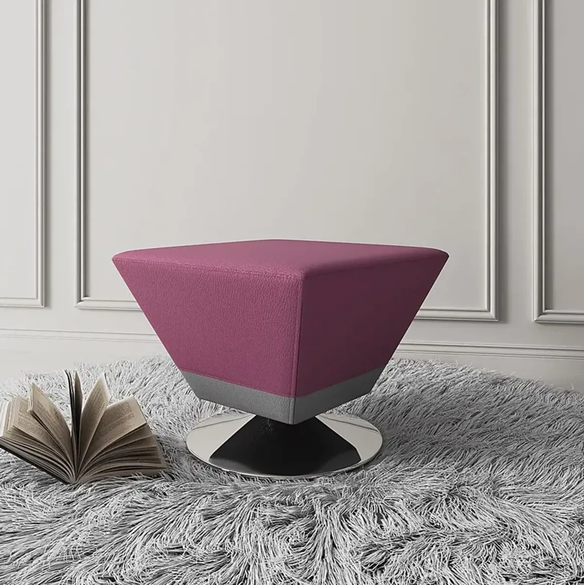 Buecker Purple Swivel Ottoman