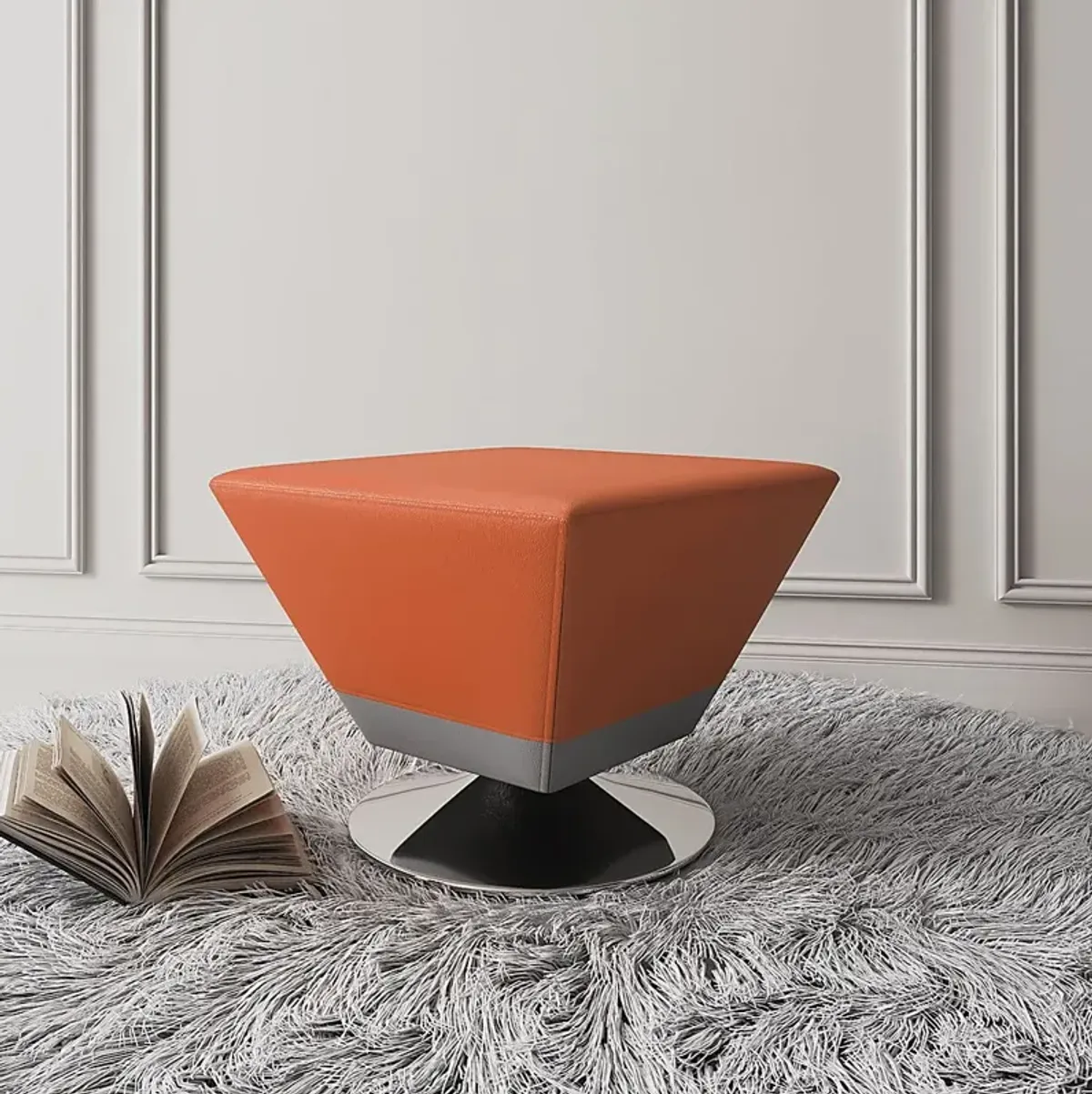 Buecker Orange Swivel Ottoman