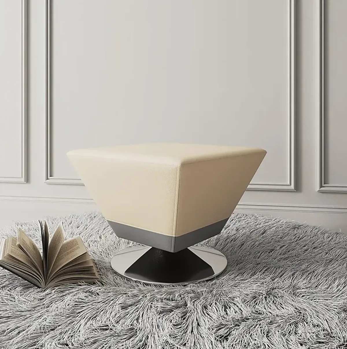 Buecker Beige Swivel Ottoman