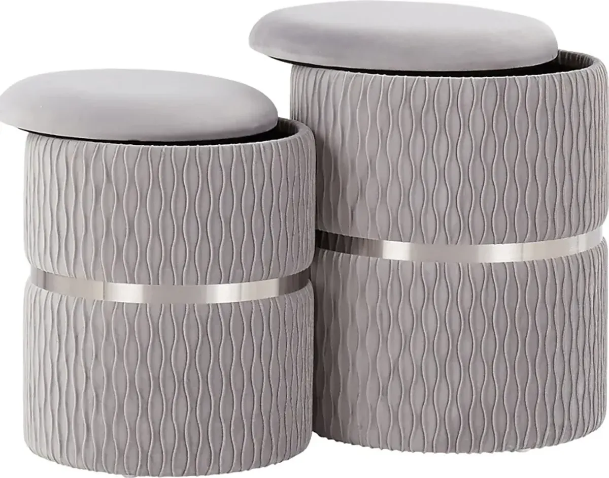 Lincoya Silver Ottoman, Set of 2