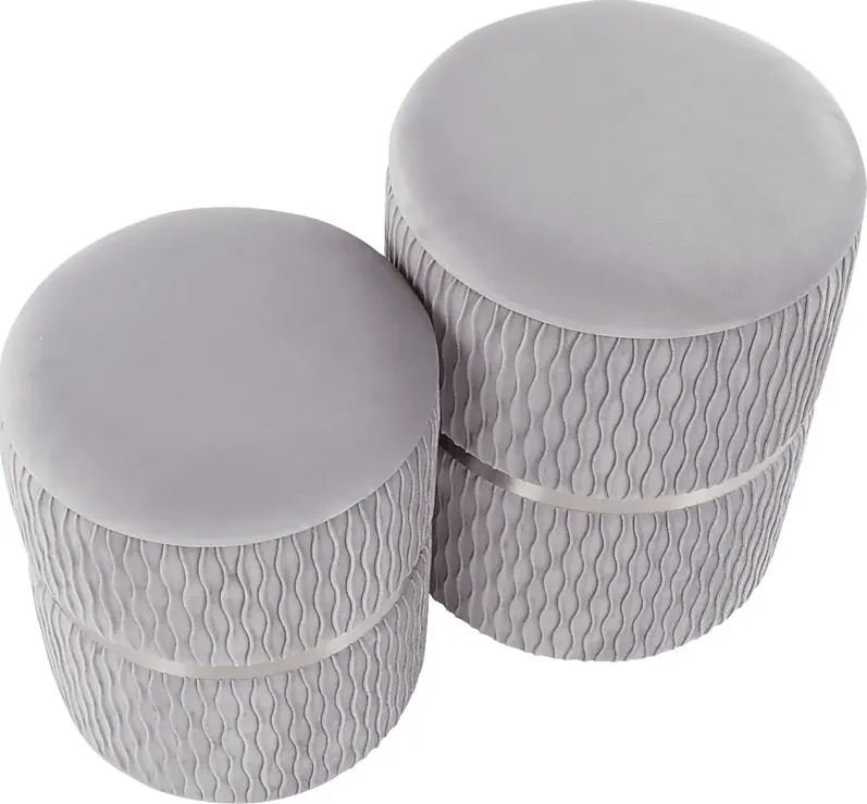 Lincoya Silver Ottoman, Set of 2