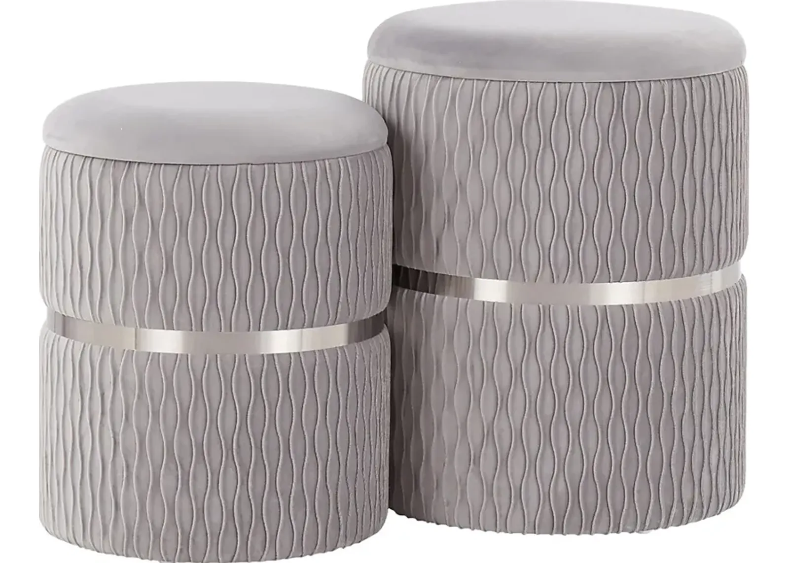 Lincoya Silver Ottoman, Set of 2