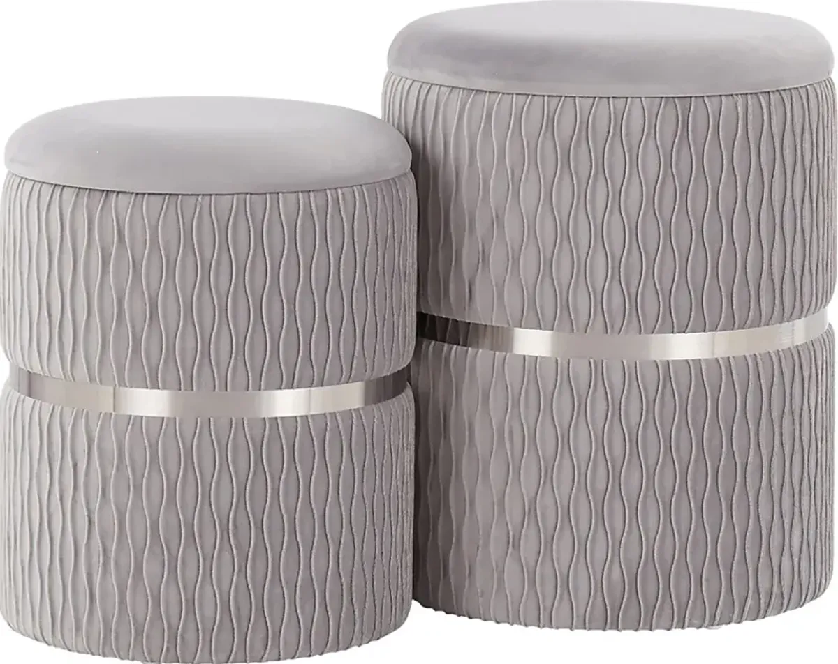 Lincoya Silver Ottoman, Set of 2