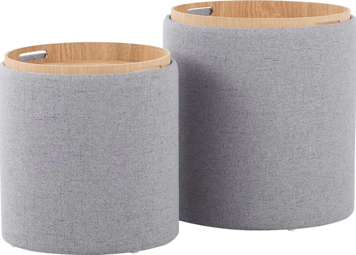 Mockernut Gray Ottoman, Set of 2