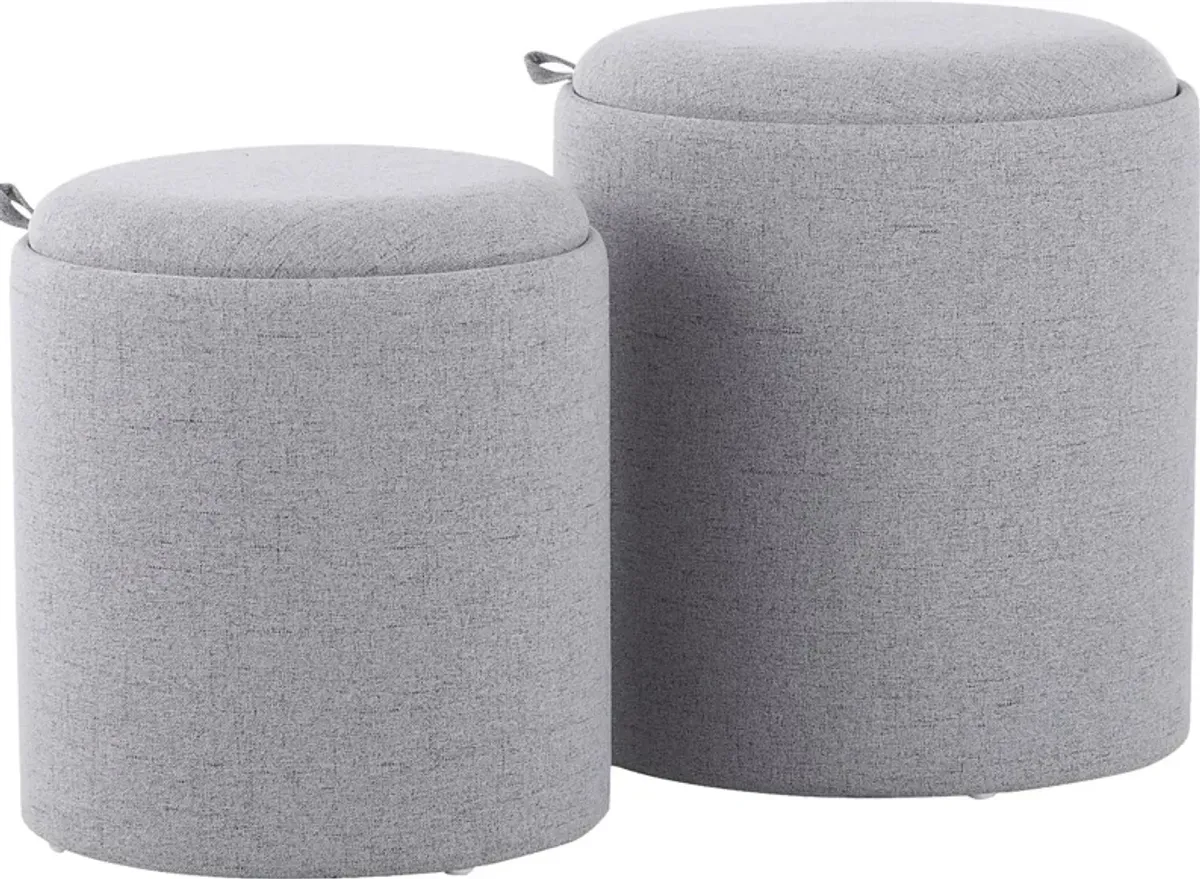 Mockernut Gray Ottoman, Set of 2