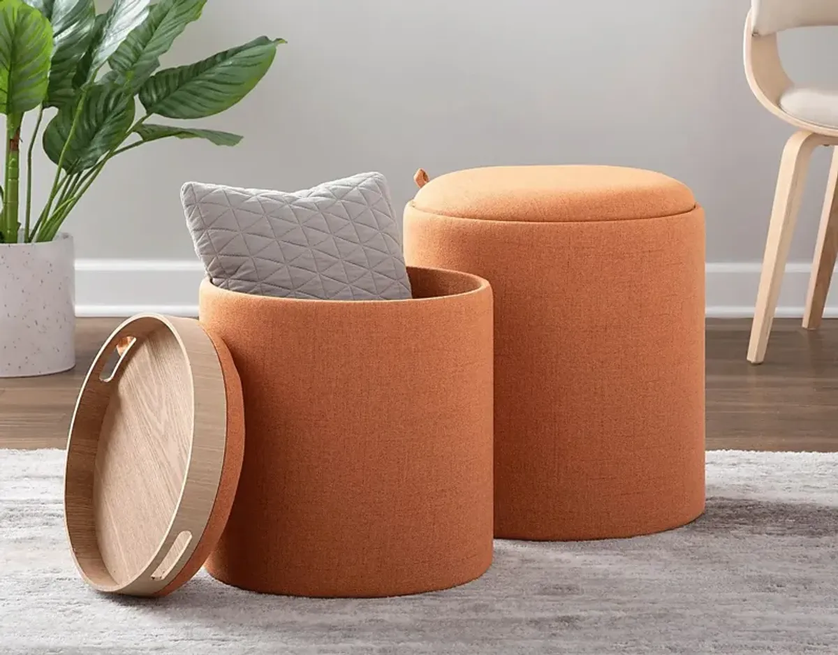 Mockernut Orange Ottoman, Set of 2