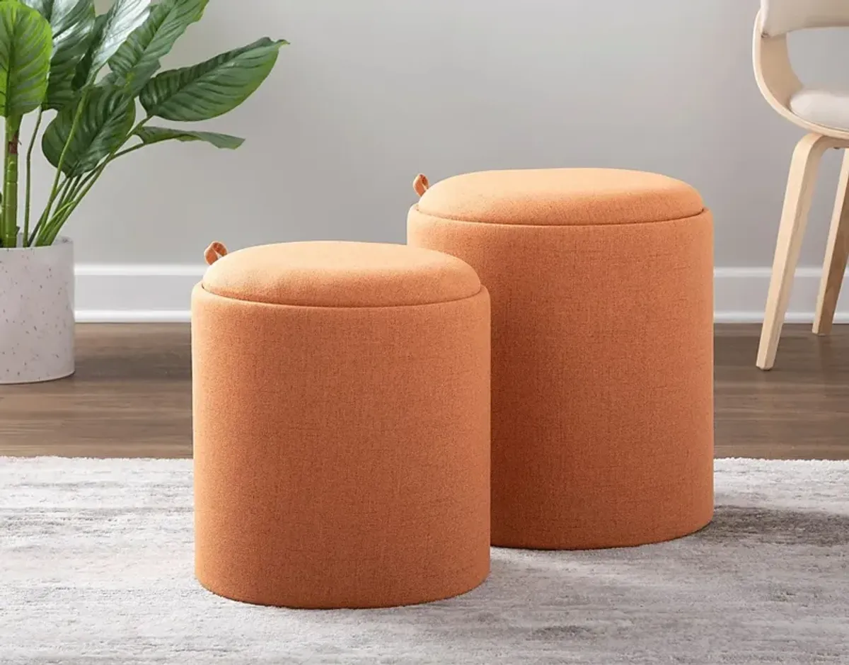 Mockernut Orange Ottoman, Set of 2