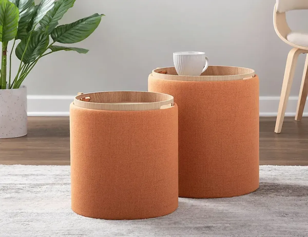 Mockernut Orange Ottoman, Set of 2