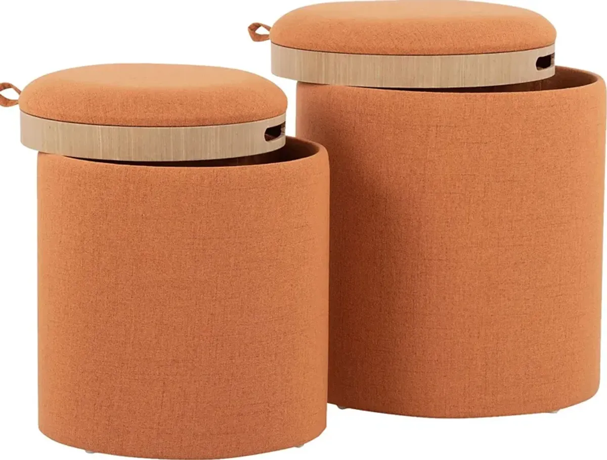 Mockernut Orange Ottoman, Set of 2