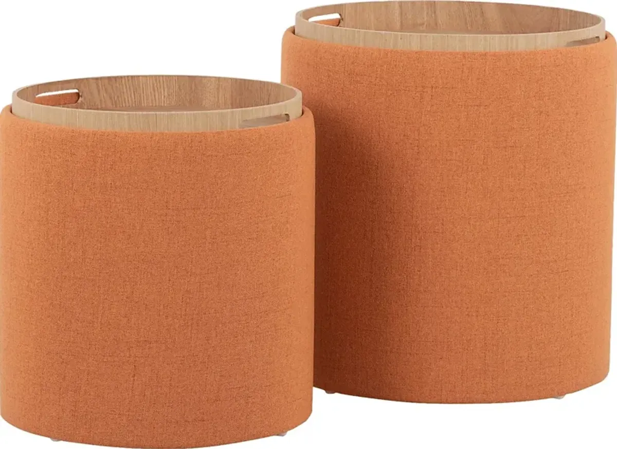 Mockernut Orange Ottoman, Set of 2