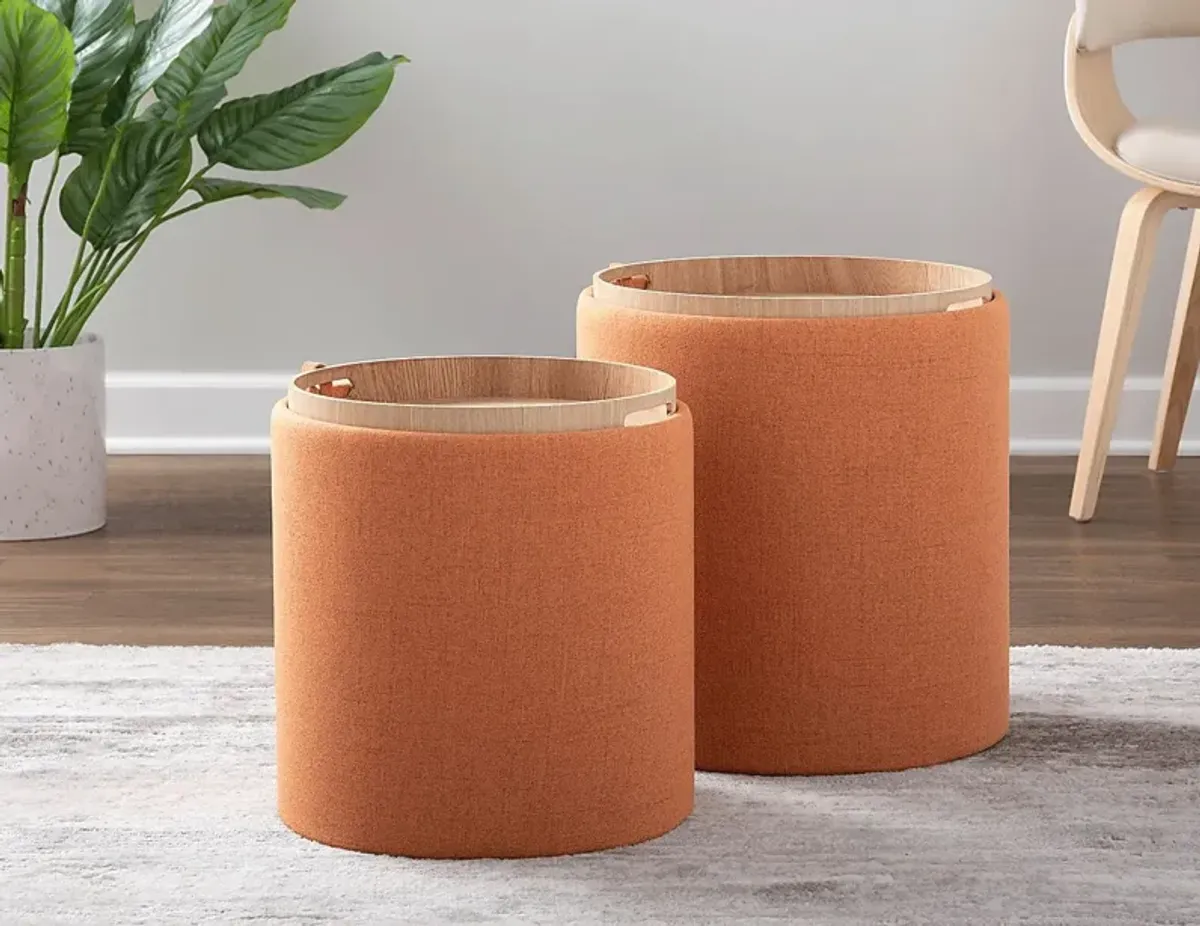 Mockernut Orange Ottoman, Set of 2