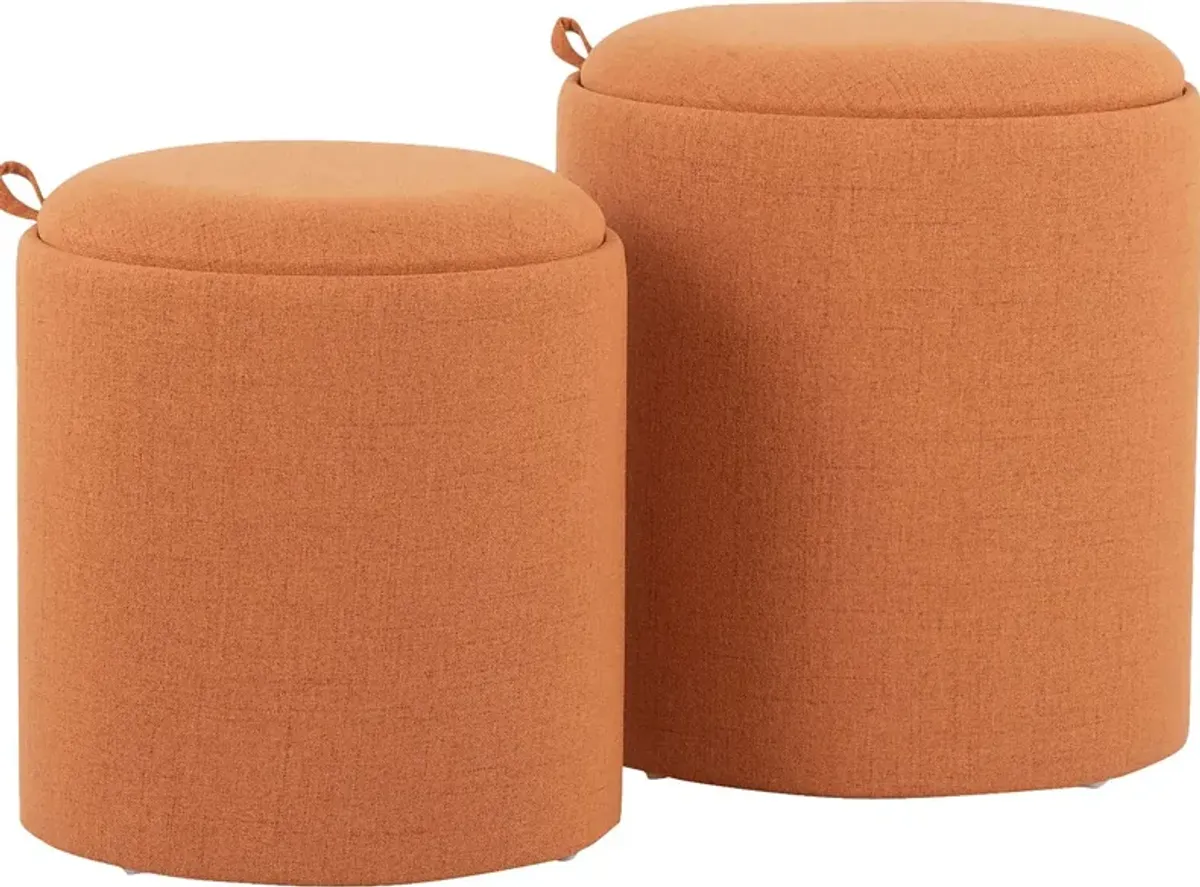 Mockernut Orange Ottoman, Set of 2