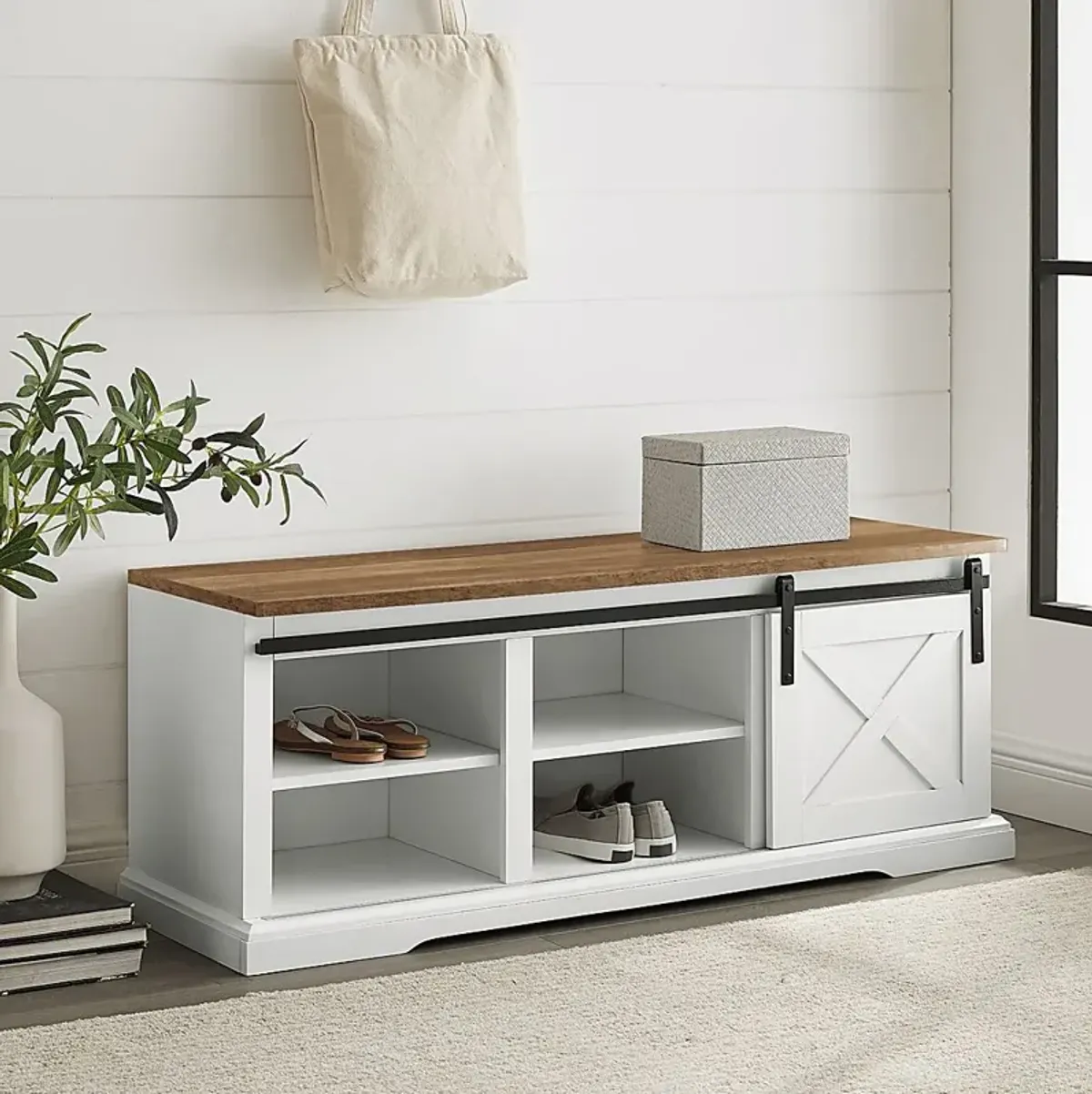 Lawther White Accent Bench