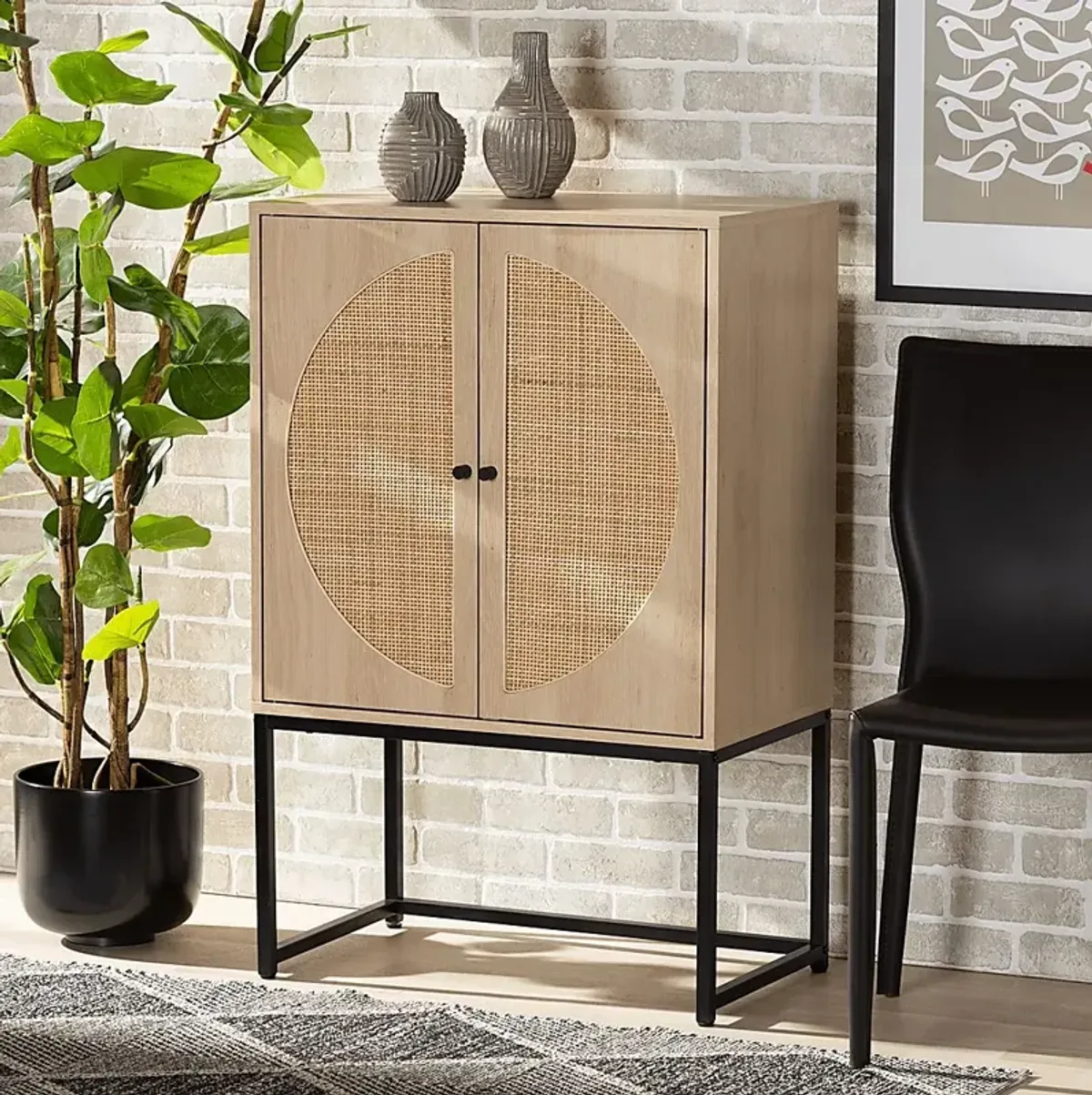 Tiche Light Brown Accent Cabinet