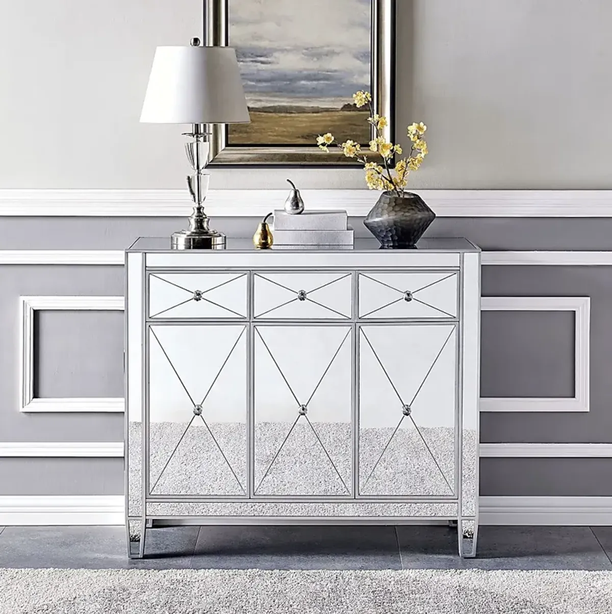 Harrisglen Silver Accent Cabinet