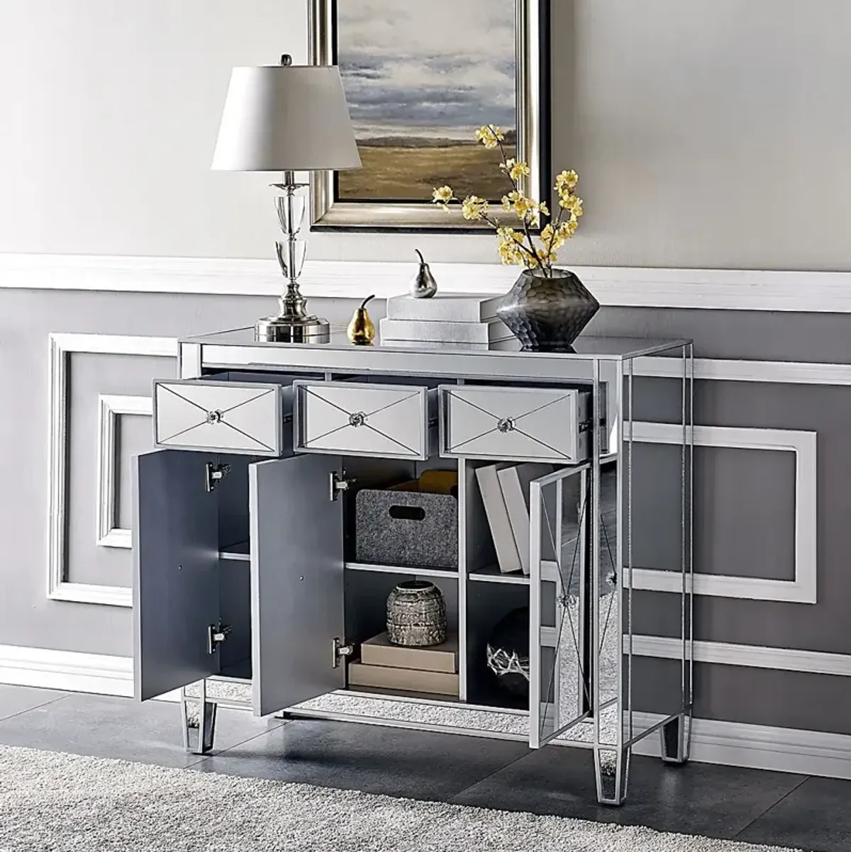 Harrisglen Silver Accent Cabinet