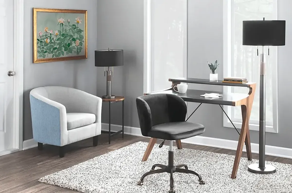 Fussell Black Plush Desk Chair