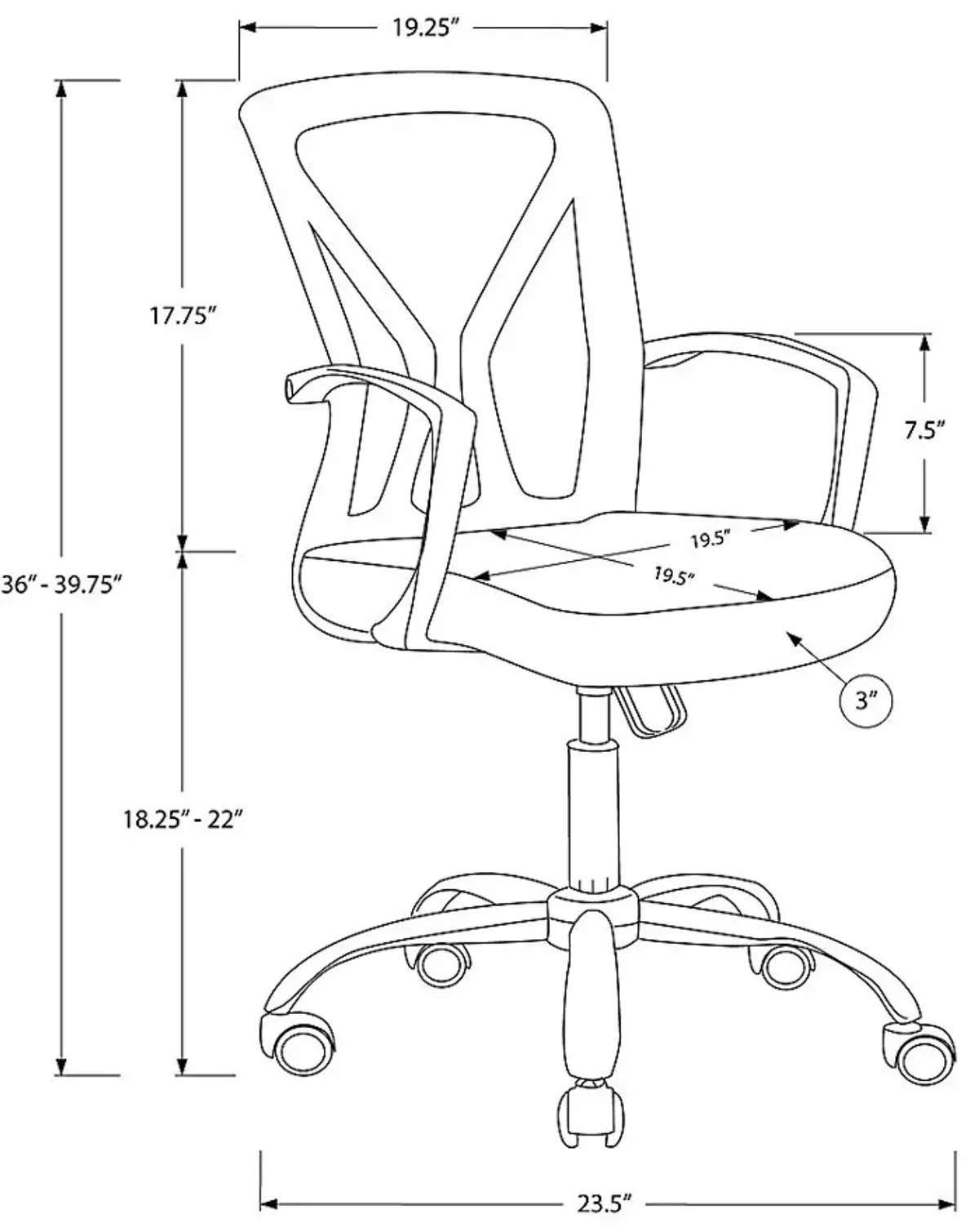 Woodwardia Black Chrome Office Chair