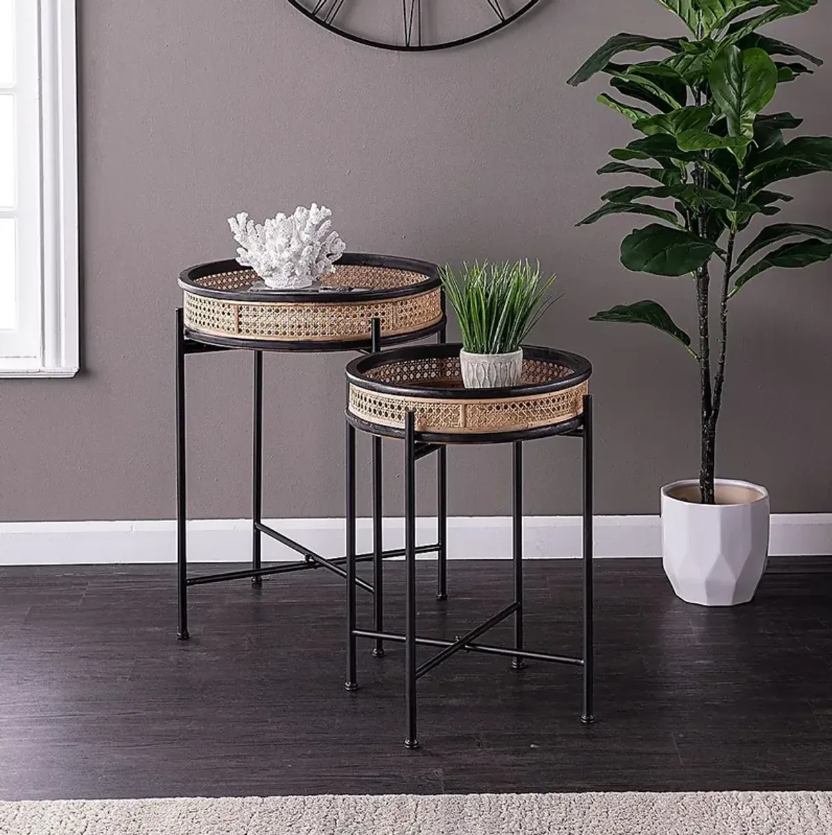 Zircone Black Accent Table, Set of 2