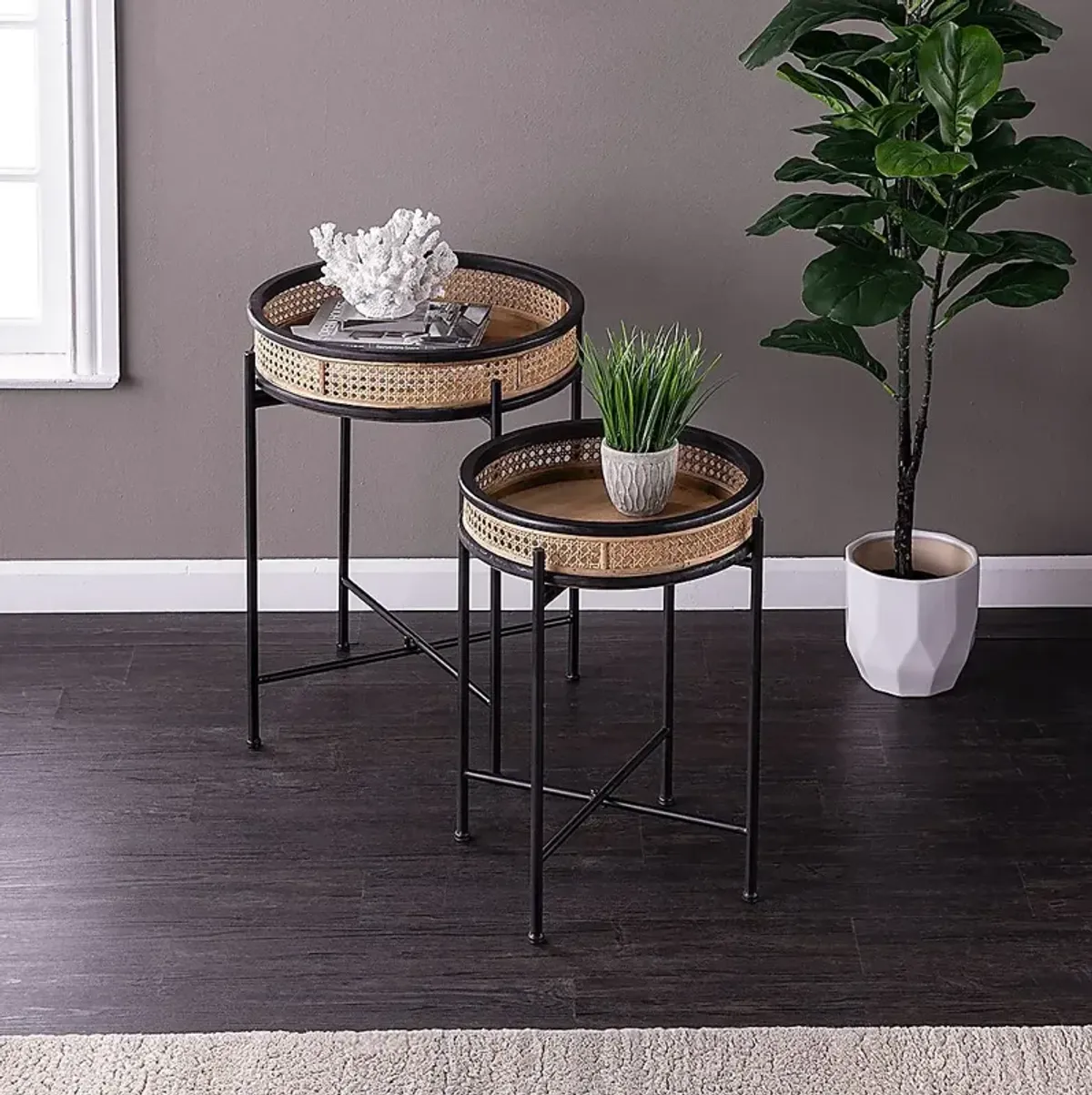 Zircone Black Accent Table, Set of 2