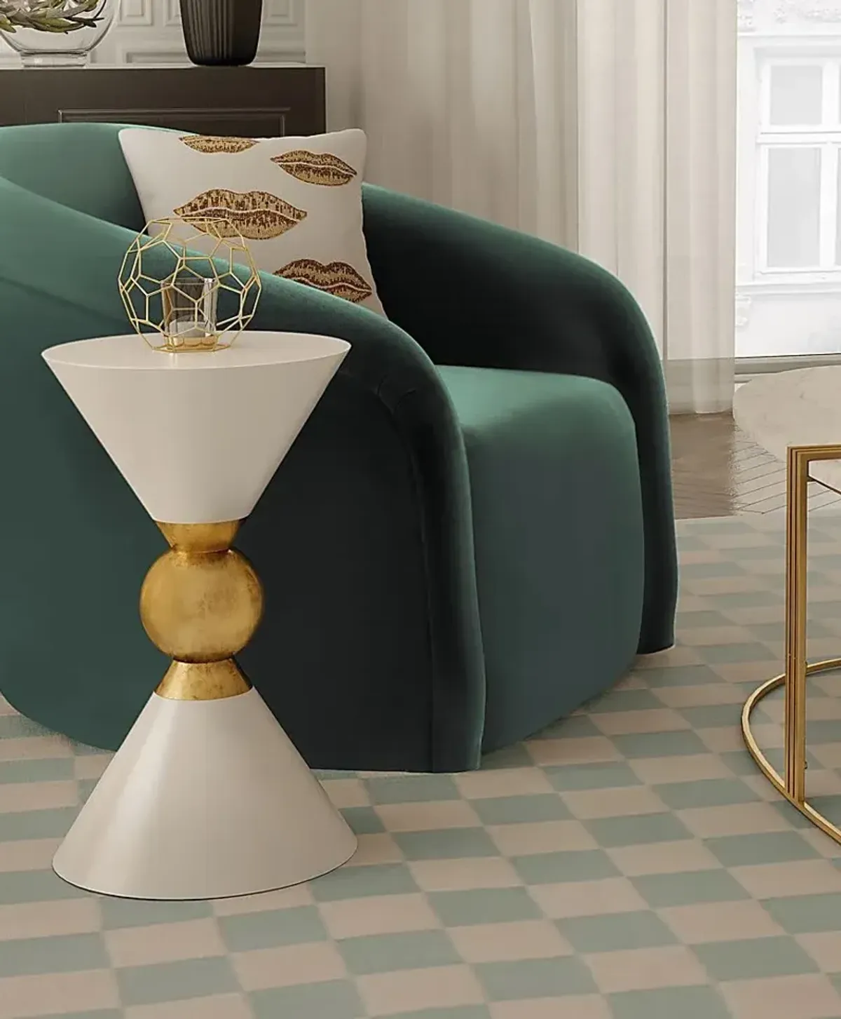 Halibel White Accent Table