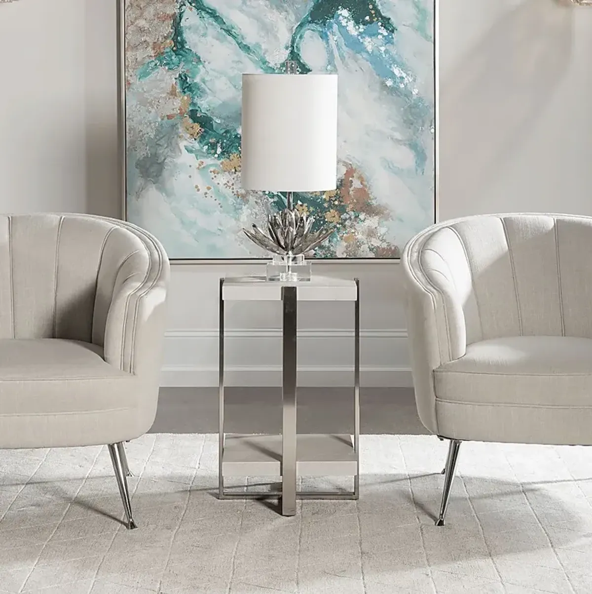 Enconte White Accent Table