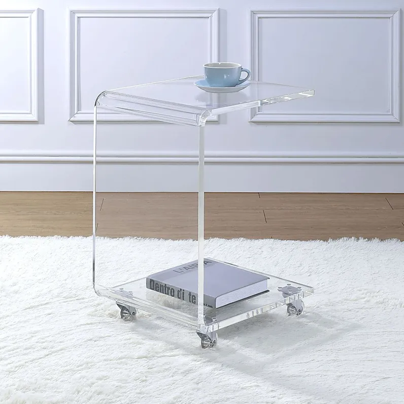 Margarette Clear Rolling Accent Table