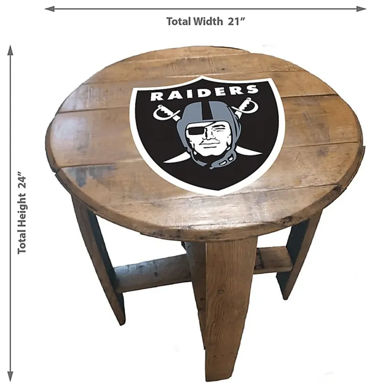 Big Team NFL Las Vegas Raiders Brown End Table