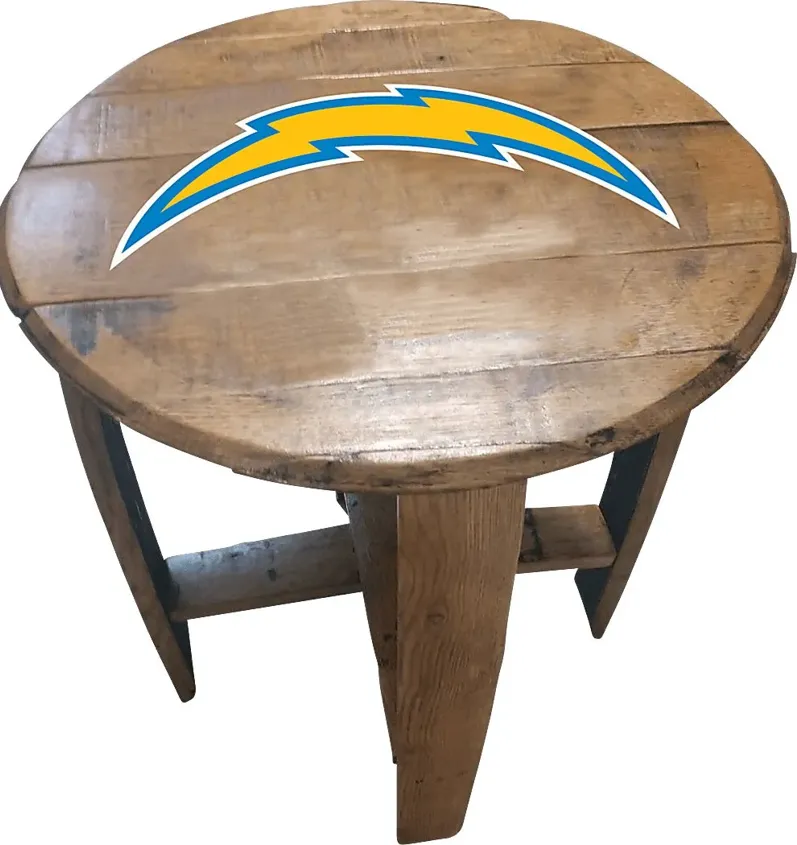 Big Team NFL Los Angeles Chargers Brown End Table