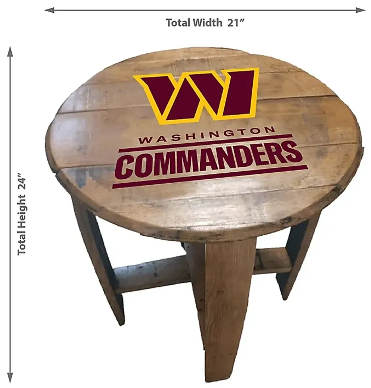 Big Team NFL Washington Commanders Brown End Table