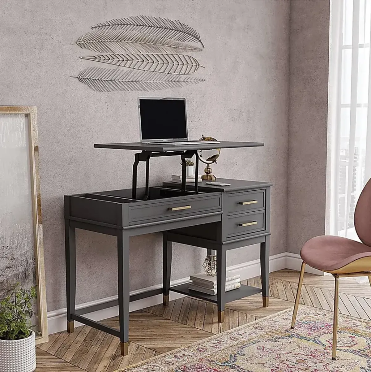 Tulagin Gray Lift-Top Desk