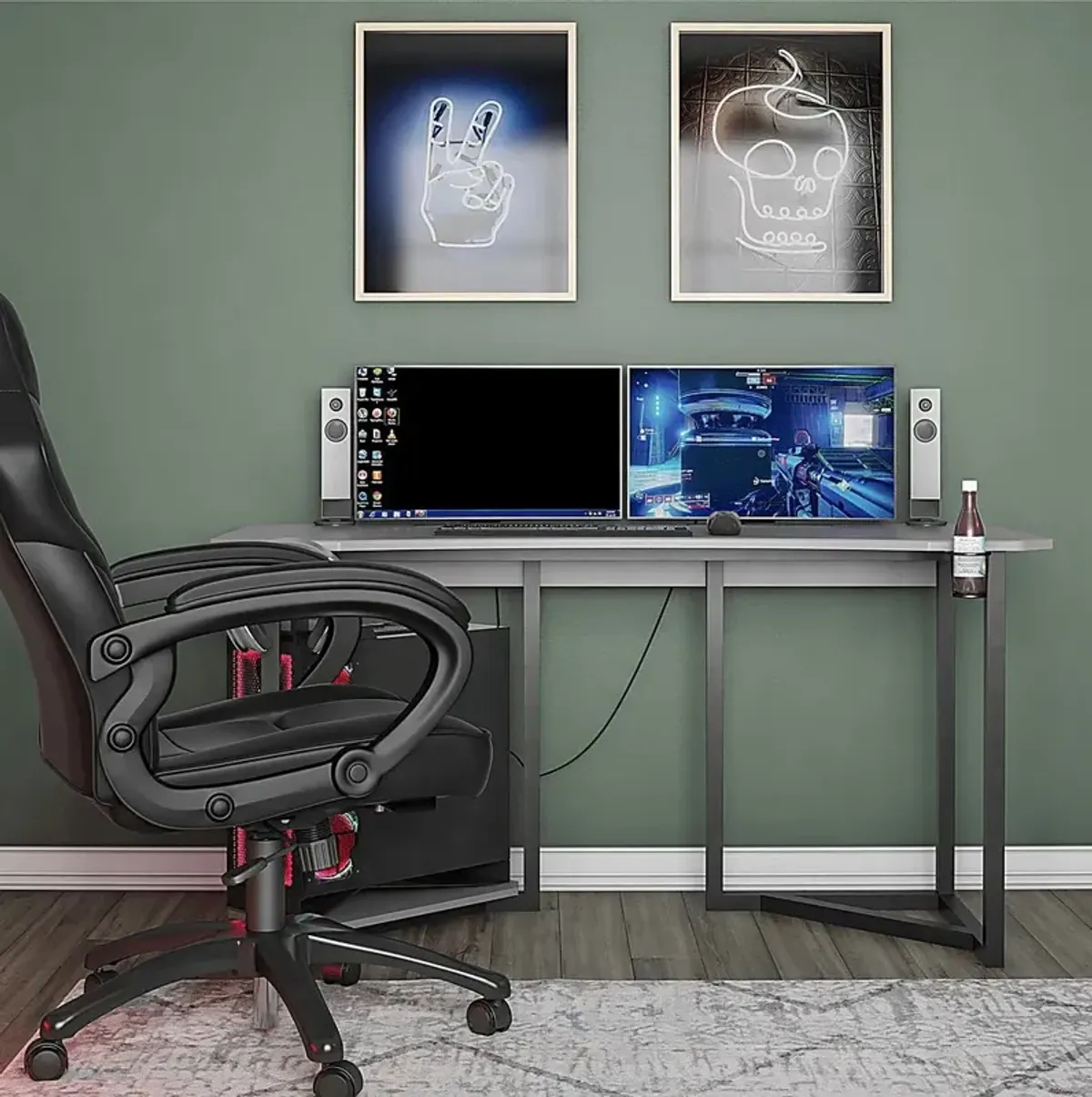 Walavista Gray Gaming Desk