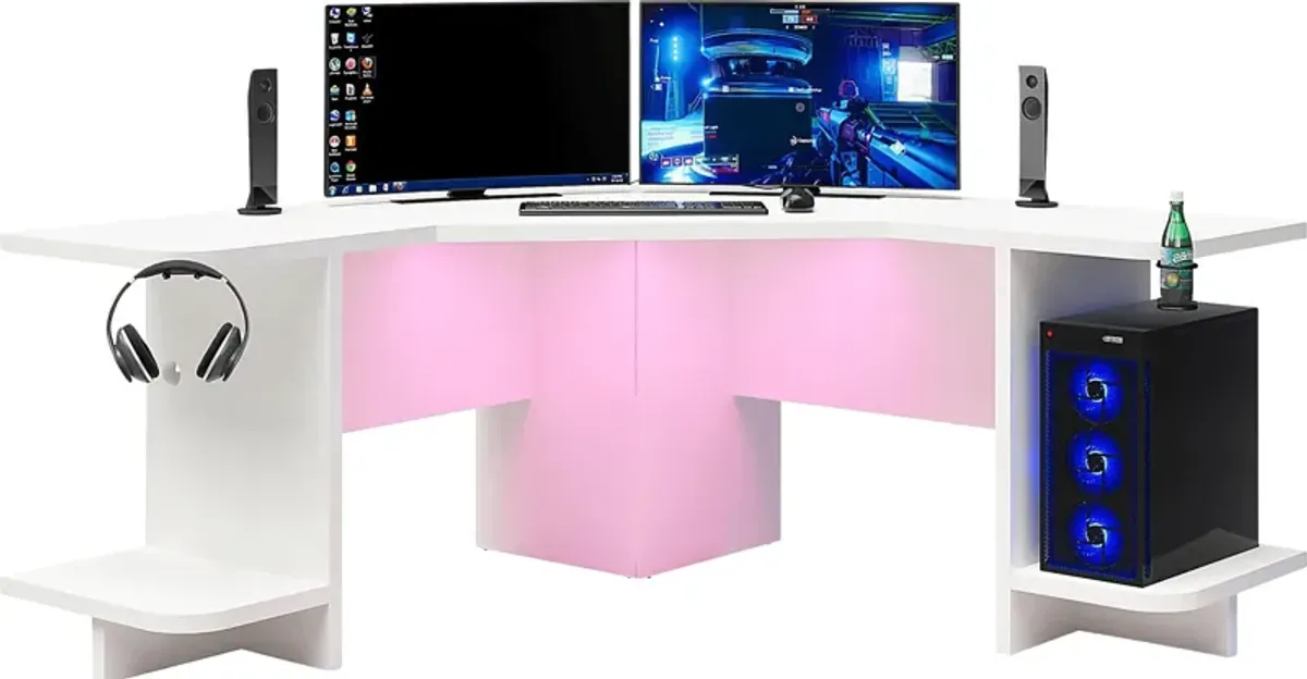 Chelswolde White Gaming Desk