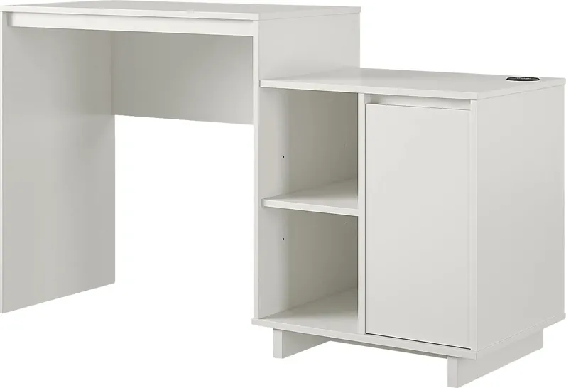 Ailbern White Desk with Cabinet