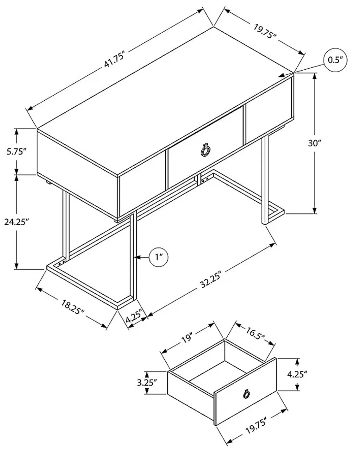 Worthem Gray Desk